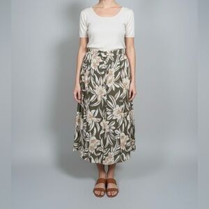 Vtg Braemar Jeremy Scott Elastic Waist Button Up Floral Skirt Size 14